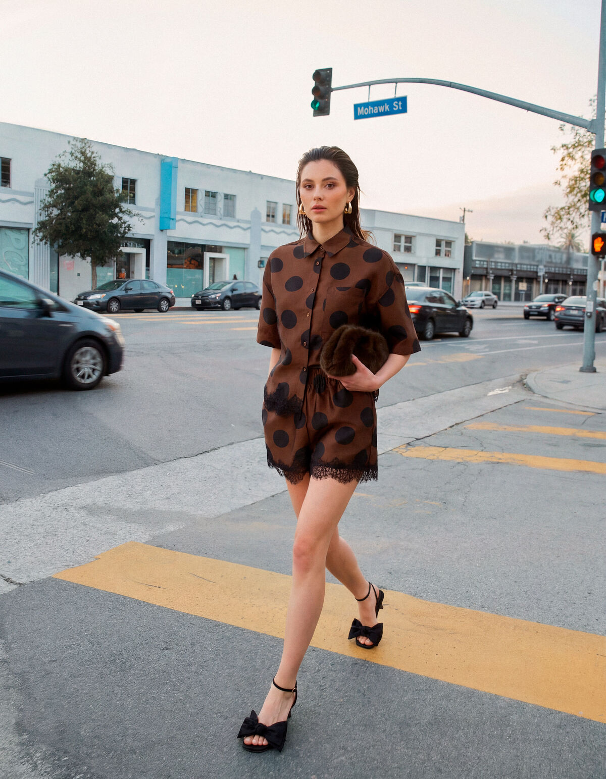 Kanten Polkadot Short Bruin