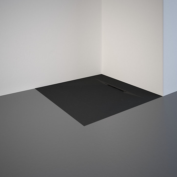 Receveur de douche 80 x 80 cm, effet pierre anthracite, Schulte