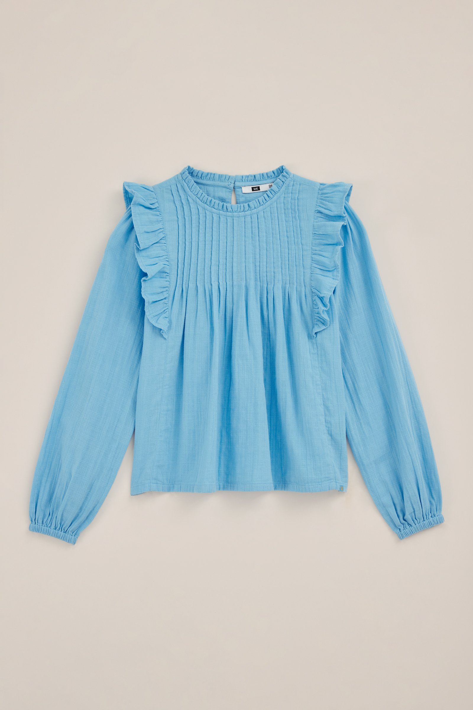Meisjes blouse met ruches WE Fashion Lichtblauw