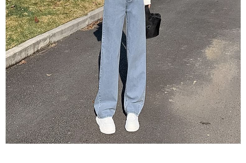 Baoinie - High Rise Asymmetrische Washed Straight Leg Jeans