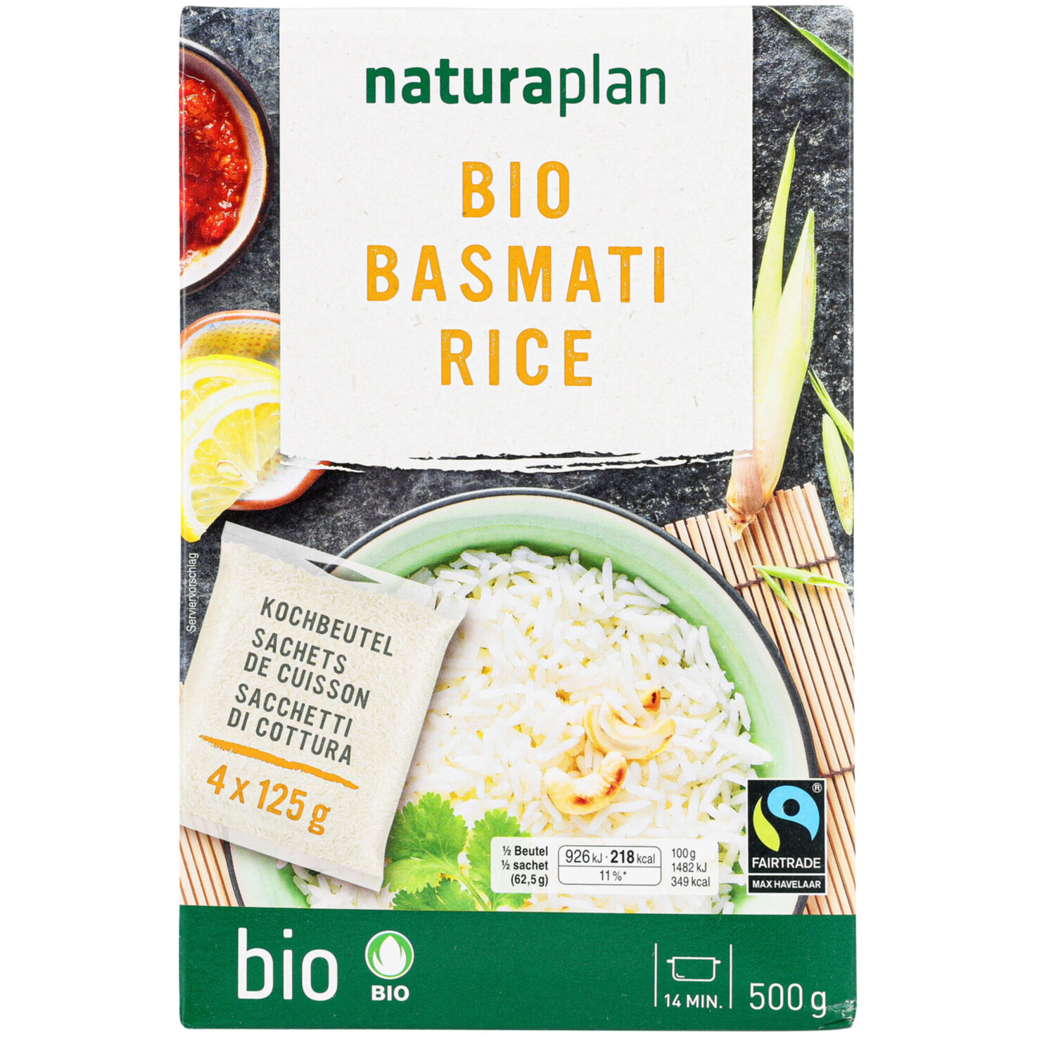 Naturaplan Bio Fairtrade Basmati Rice Kochbeutel 4x125g