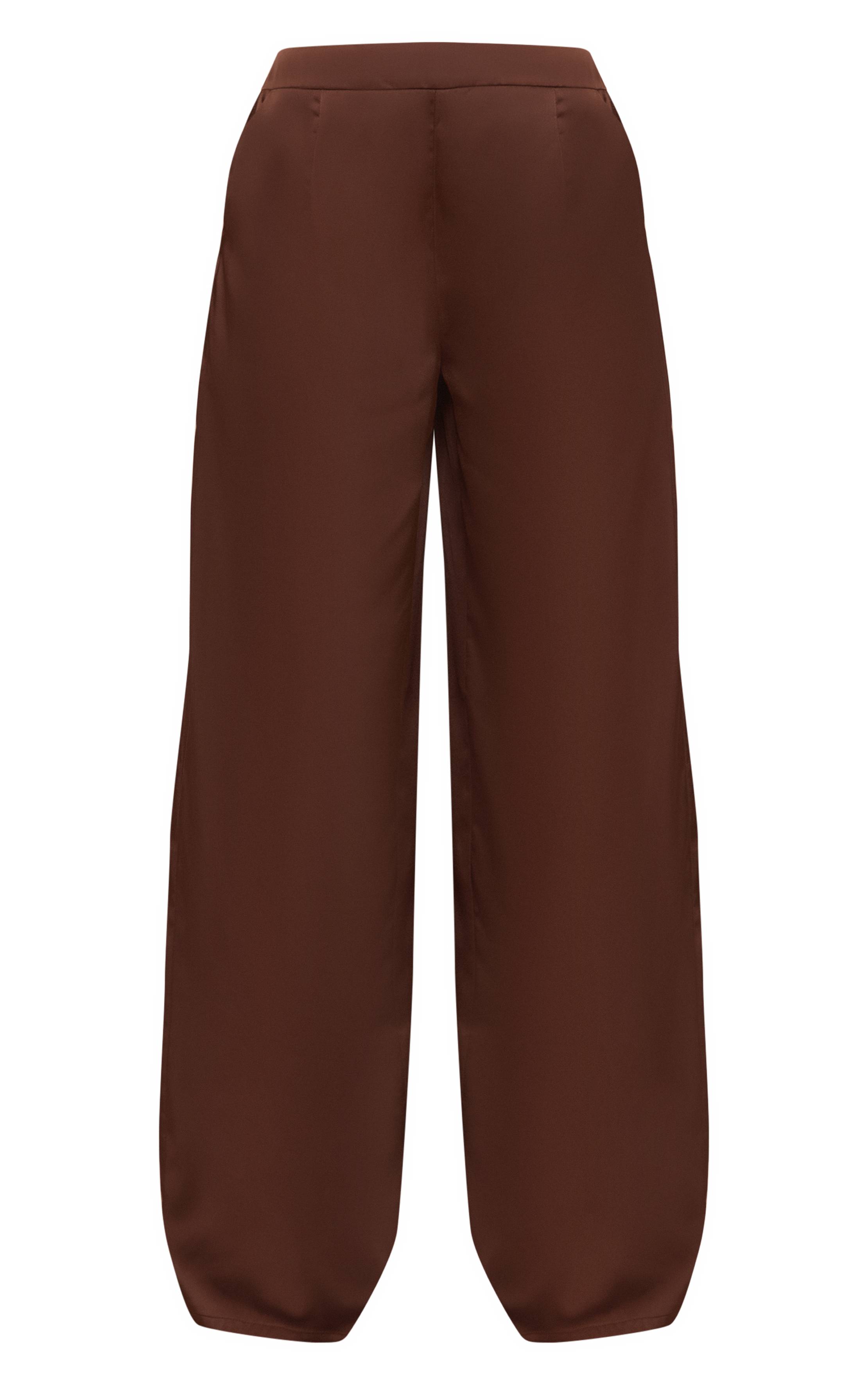 Chocolat Pantalon Large En Satin Ensemble Coordonné