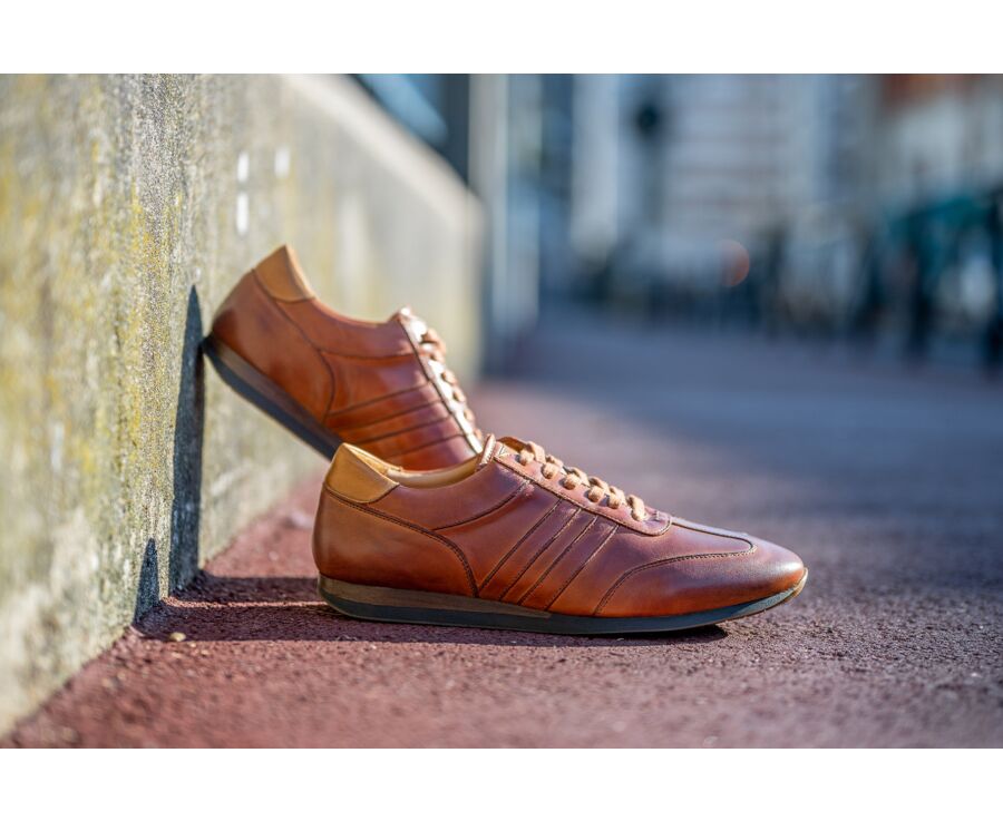Sneakers homme Cognac patiné - BOCKARA