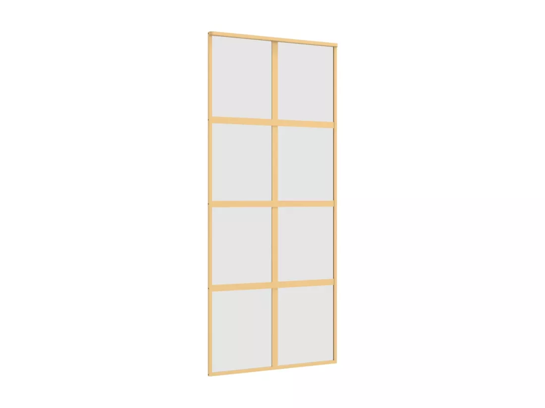 Porte coulissante doré 90x205 cm verre ESG dépoli et aluminium
