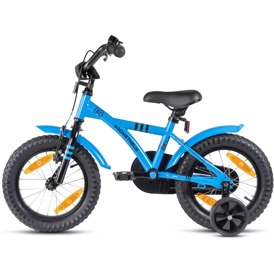 PROMETHEUS BICYCLES® HAWK Kinderfahrrad 14 , Blau-Schwarz mit Stützrädern
