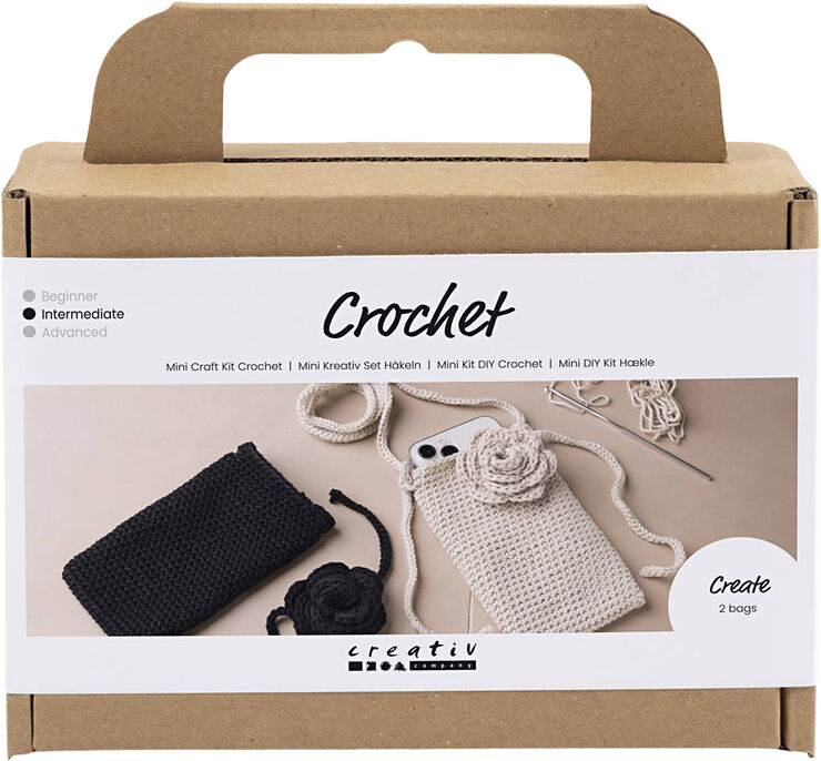 Creativ Company Mini DIY Kit Hækle, Taske med rose