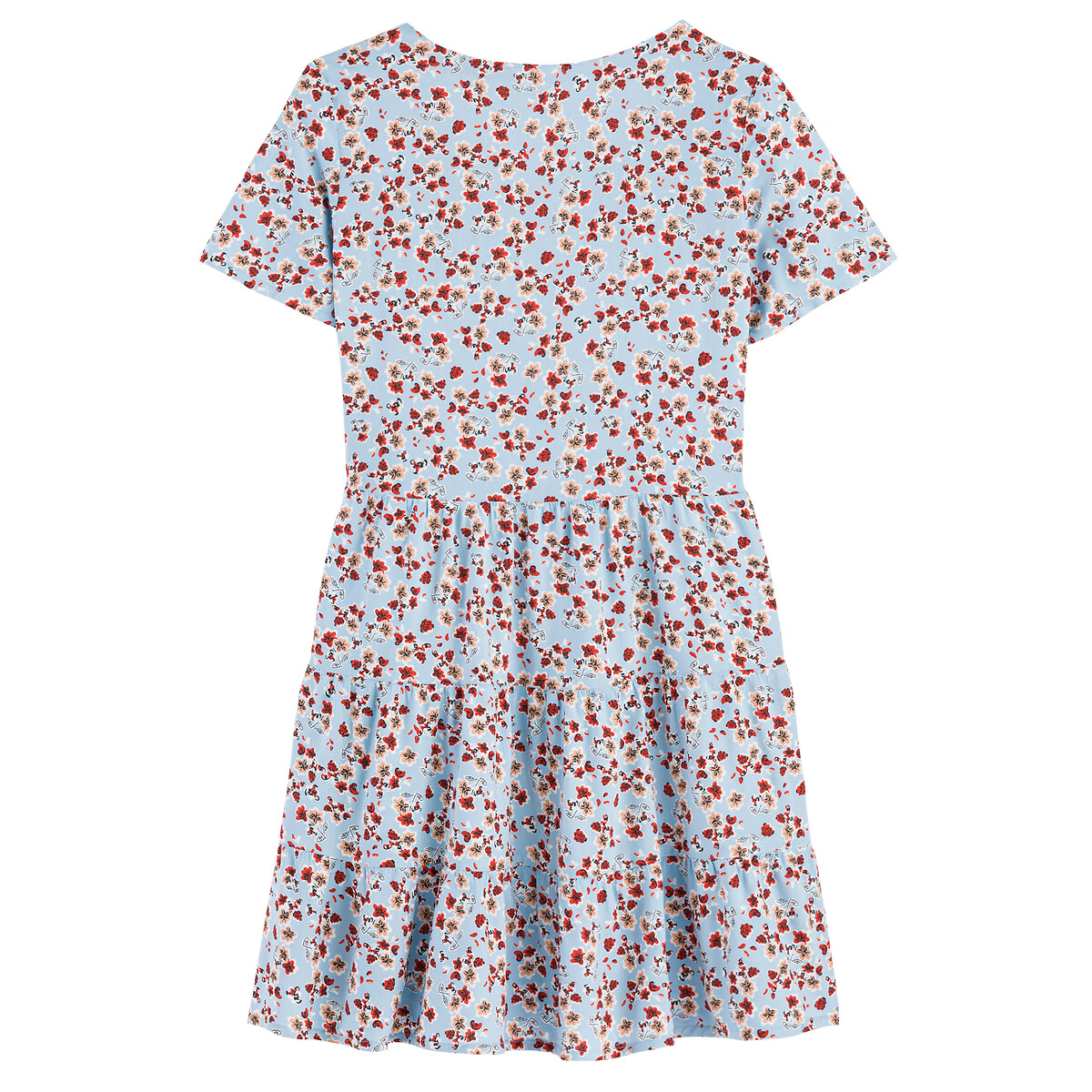 COLEÇÃO LA REDOUTE<br>Vestido fluido com mangas curtas e estampa floral
