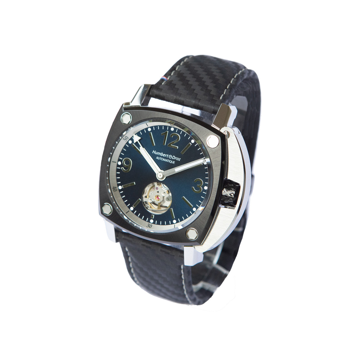 Montre HUMBERT-DROZ hd10 homme automatique, bracelet cuir noir