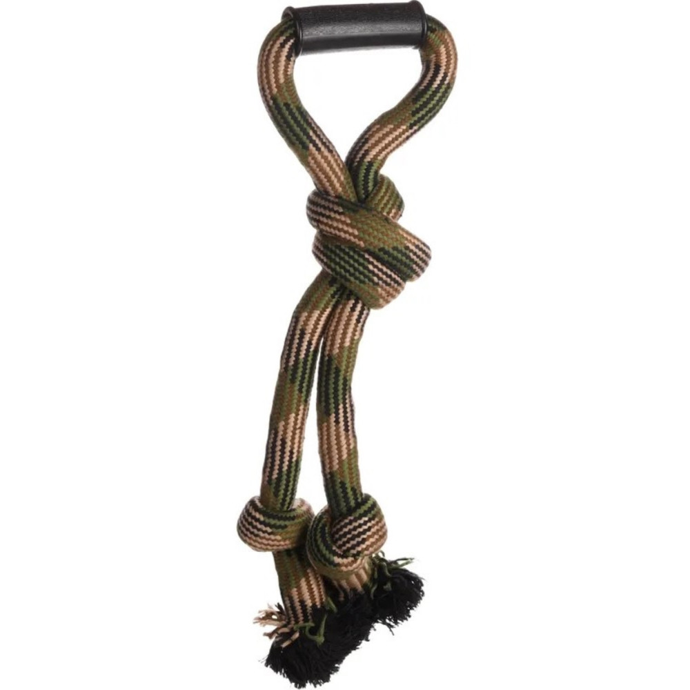Jouet corde à tirer avec 3 nœuds camouflage 50 cm pour chien