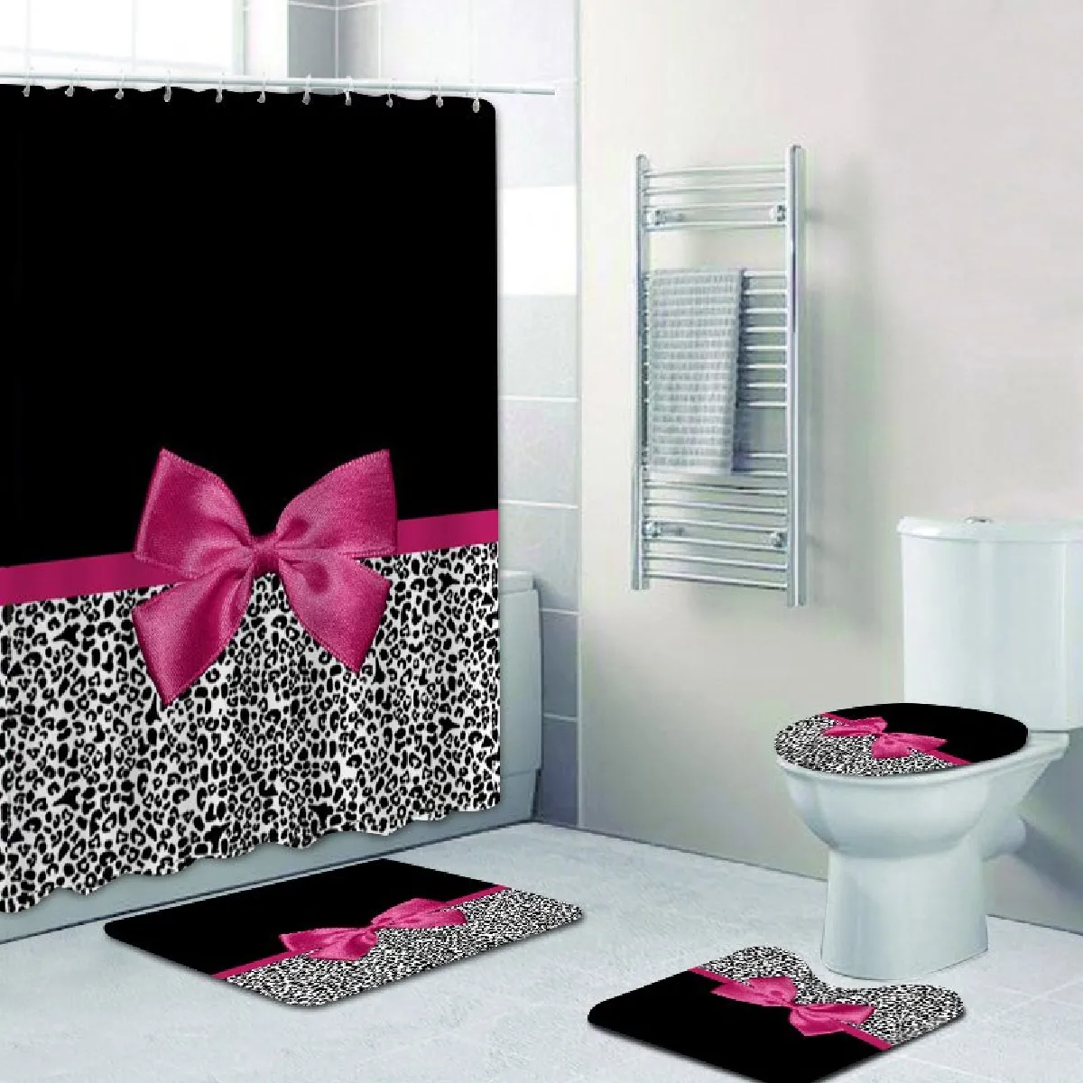 Universal Set Rideaux de Douche Léopard Noir