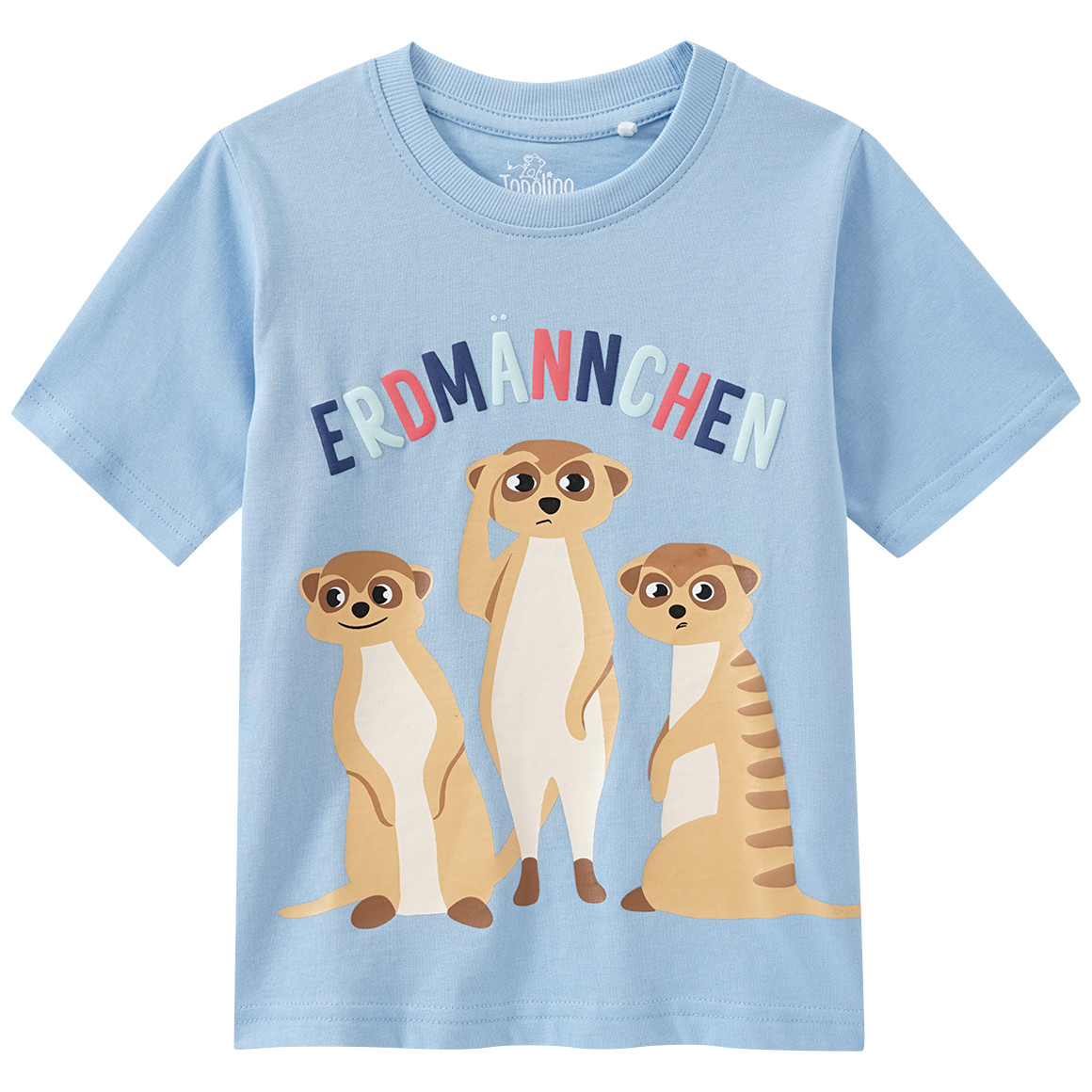 Topolino Kinder T-Shirt mit Erdmännchen-Motiv hellblau