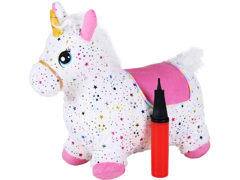 Knorrtoys Hüpftier Einhorn bunt inklusive Luftpumpe Aufblasbares Hüpfspielzeug