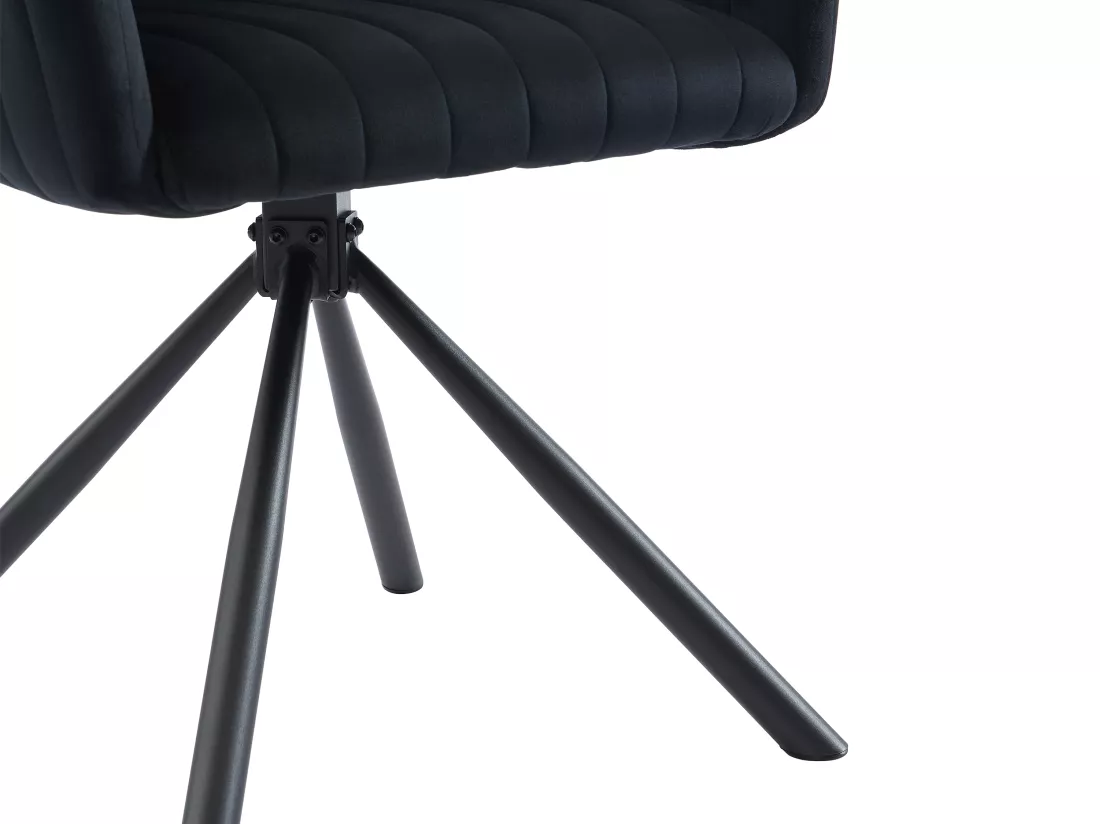 Lot de 6 chaises avec accoudoirs en velours et métal - Noir - IZIALI