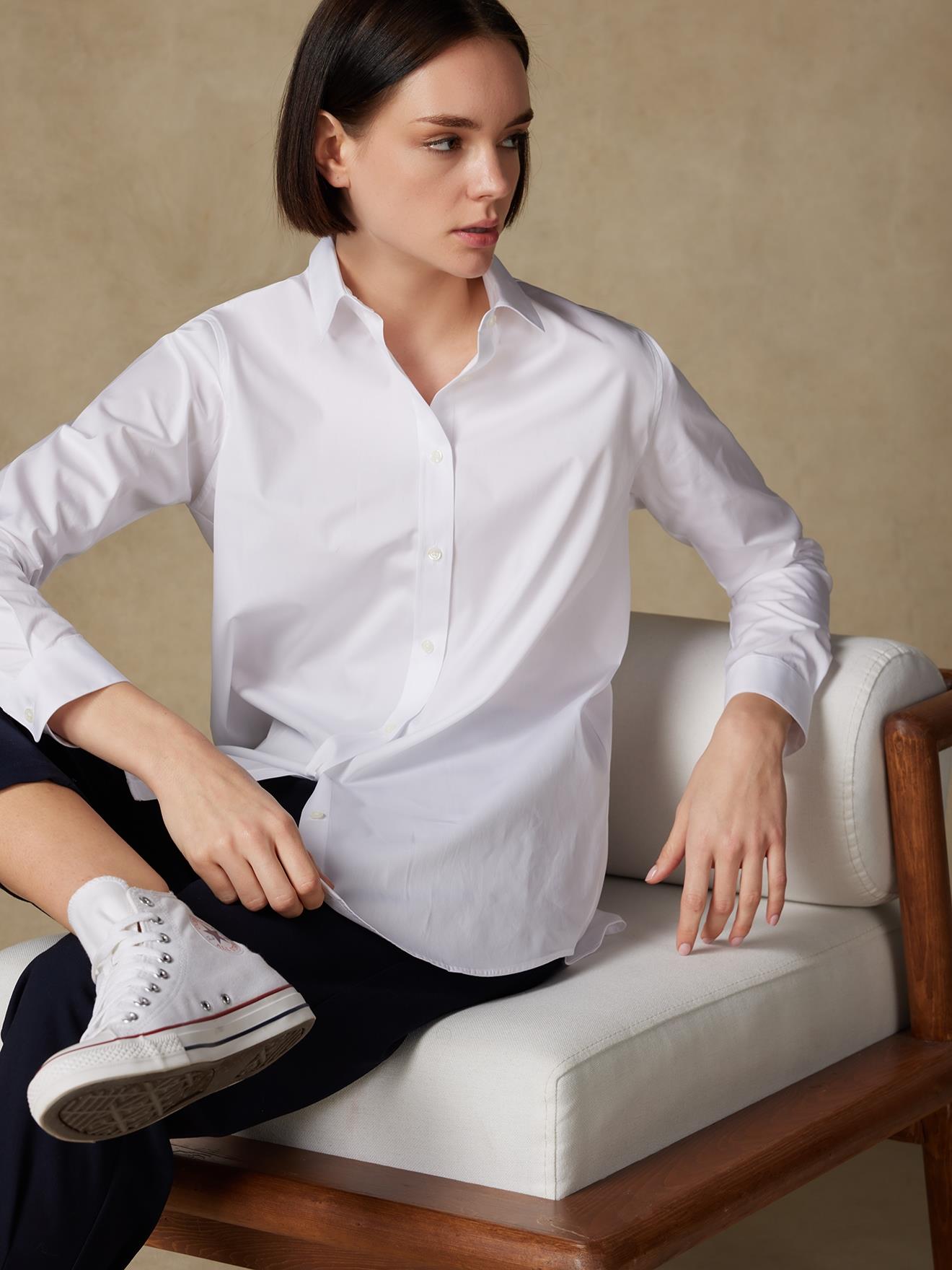 Chemise Justine en popeline blanche
