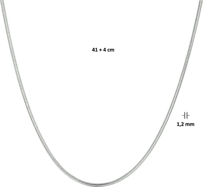 Collier - Zilver - Gerhodineerd - Slang - 41 + 4 cm