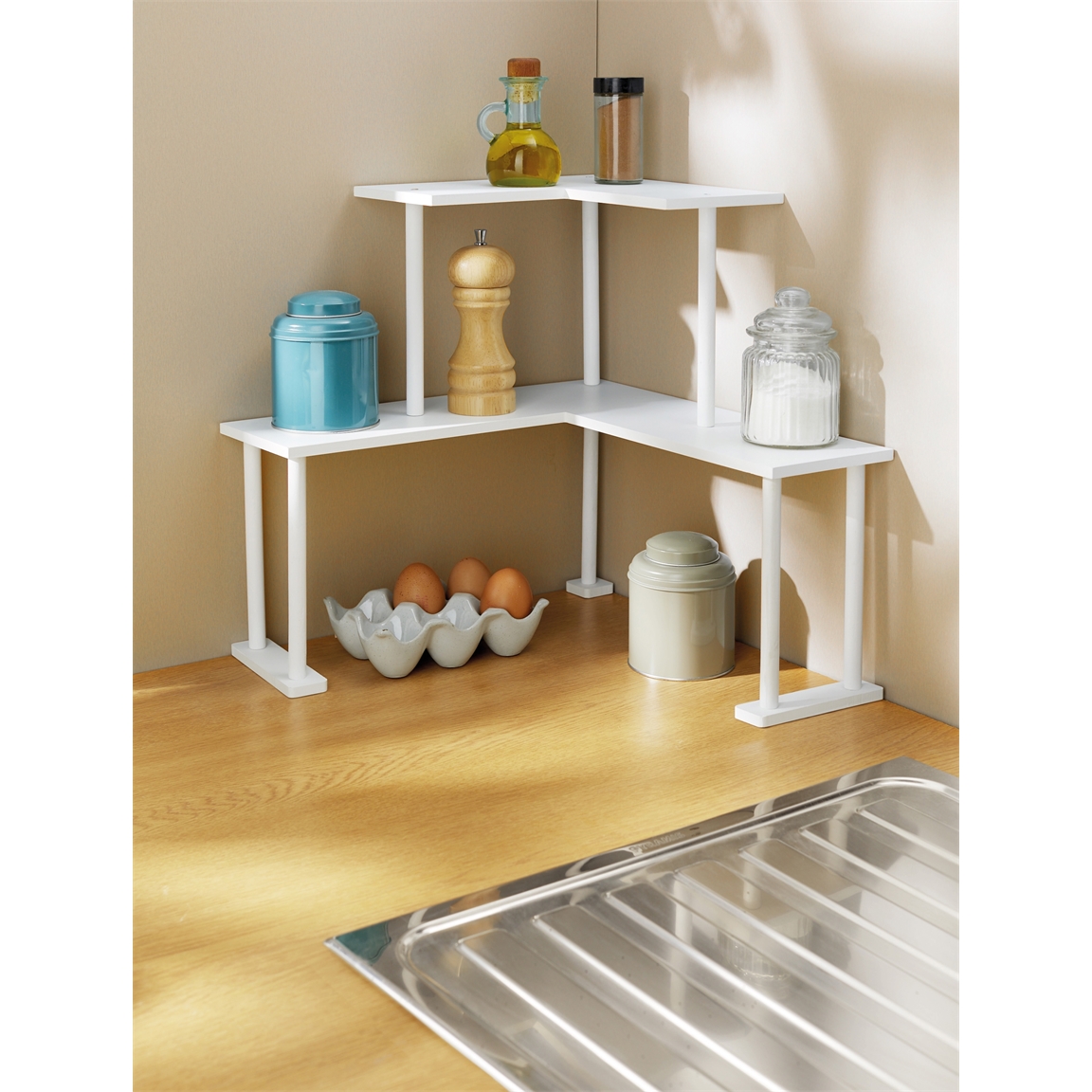 Etagère d'angle blanche