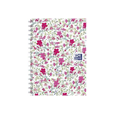 Oxford Floral - Carnet de notes à spirale - A5 - 120 pages - petits carreaux