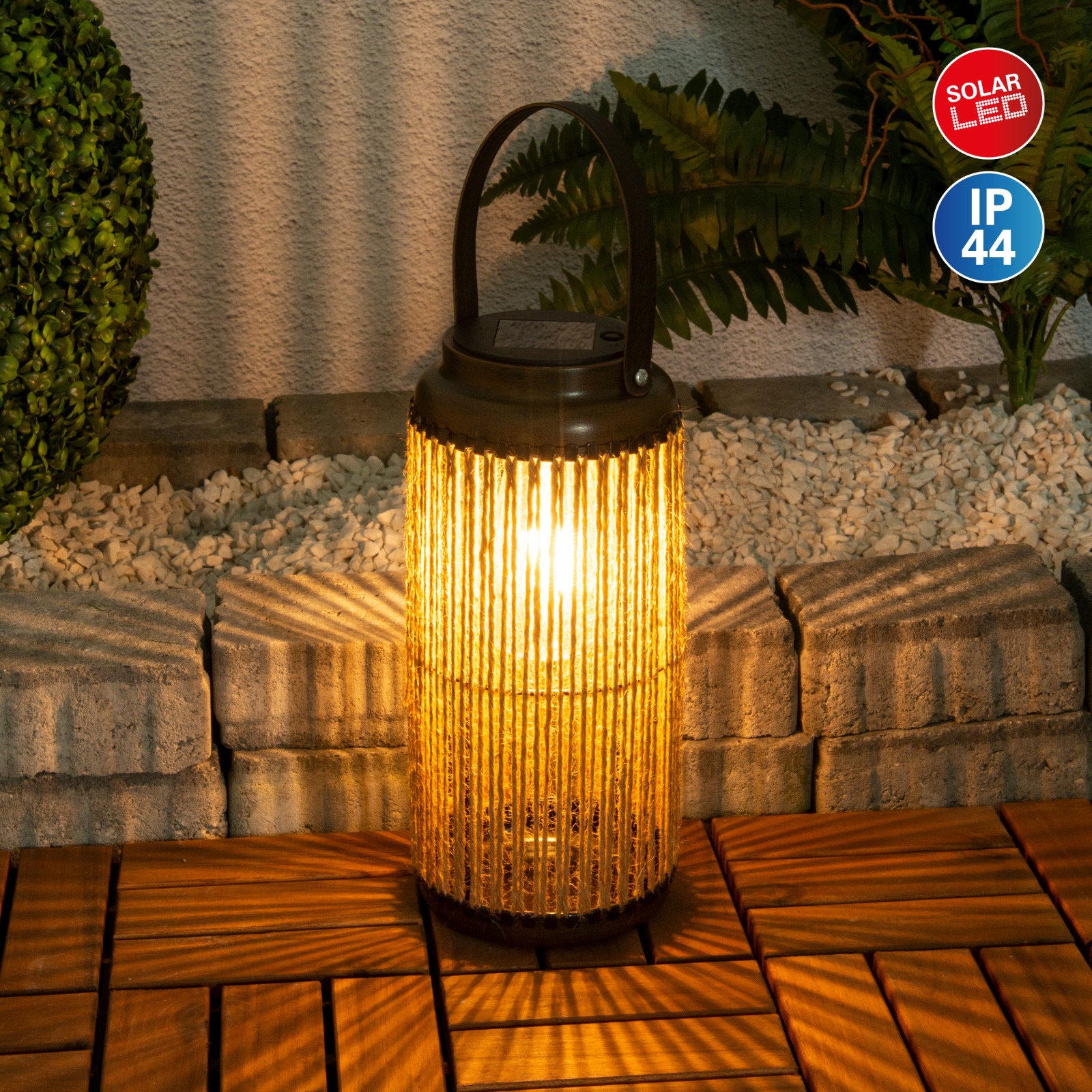 LED-Solarleuchte KORBINIAN - natur - 13x29 cm