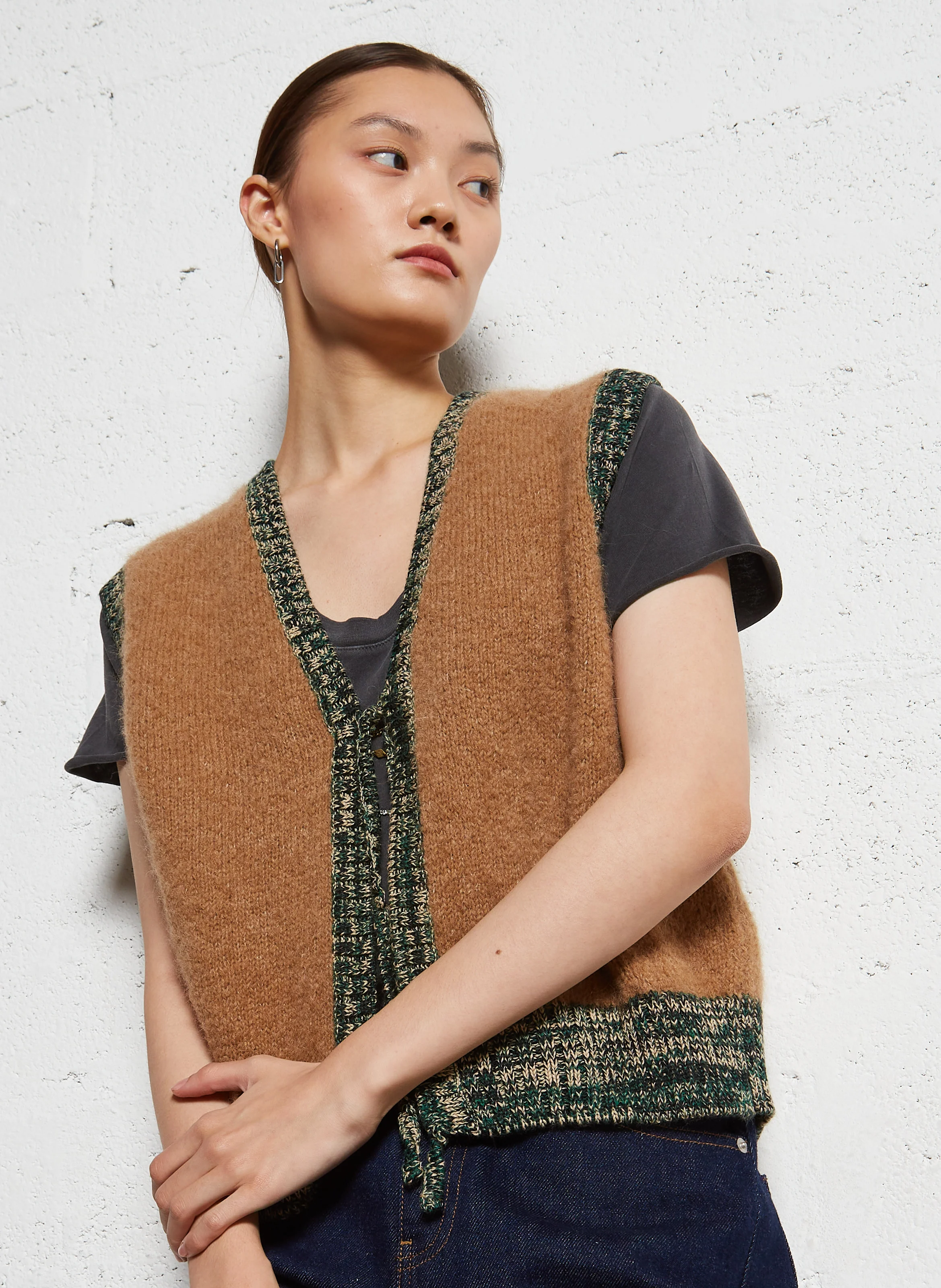 MILLY - Gilet sans manches en alpaga mélangé | Beige