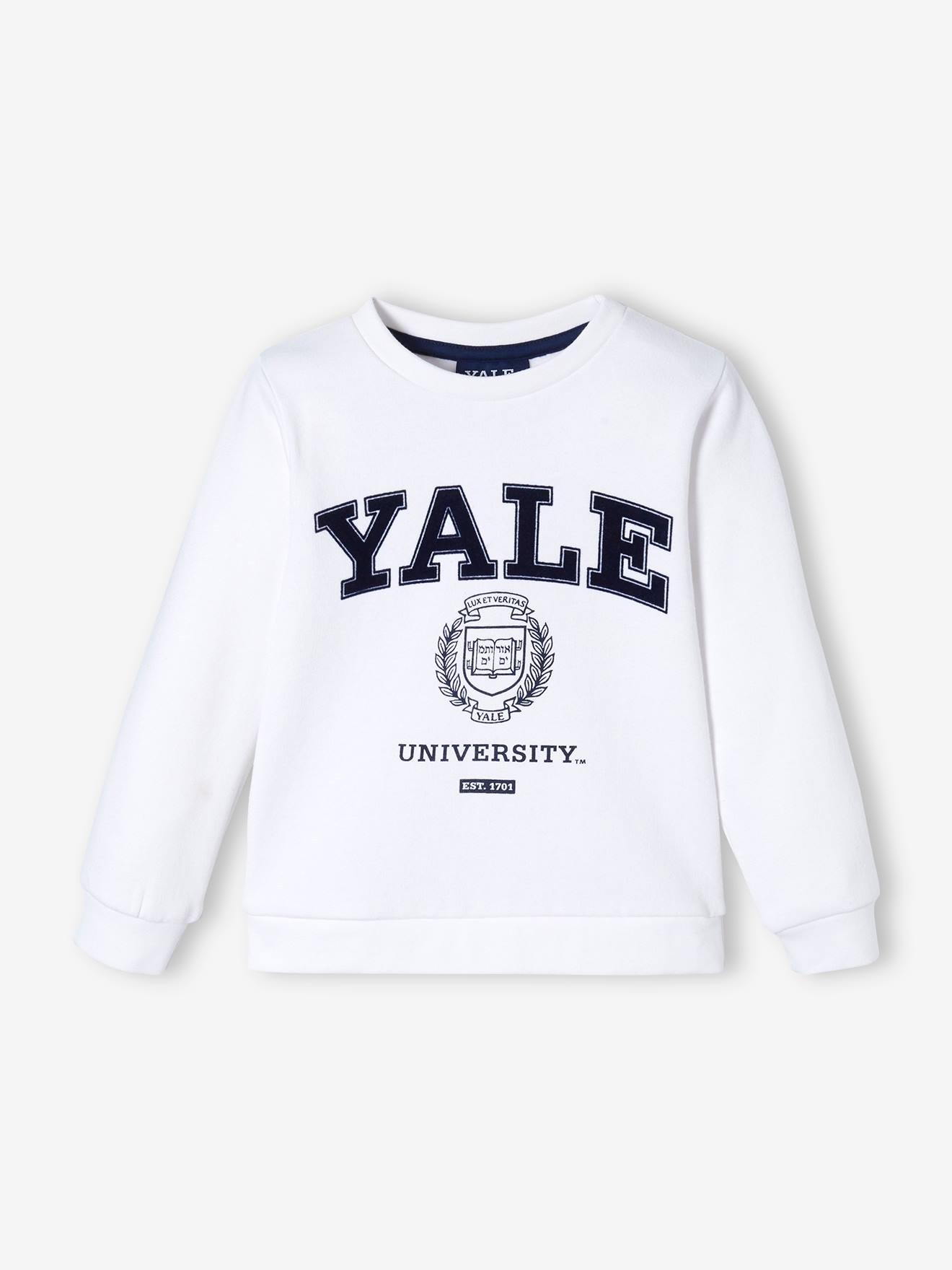Moletom Yale®, branco claro, liso com estampas.