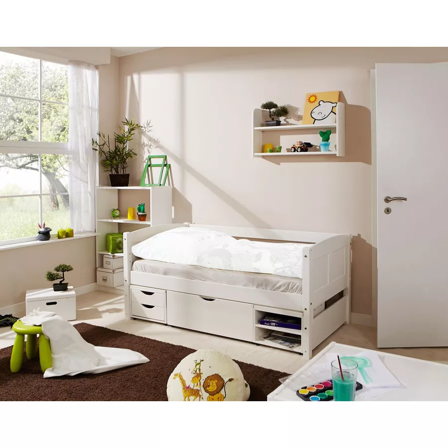 TiCAA Himmelbett Mini mit 3 Schubladen Stern Rosa