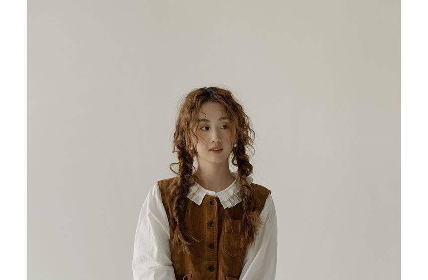 Wapiti - Effen corduroy vest met knoopjes