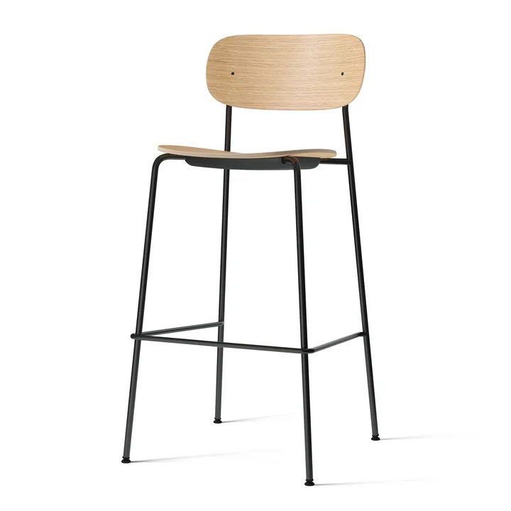 Audo - Co Bar Chair, H 104,5 cm, schwarzes Stahlgestell / Eiche schwarz