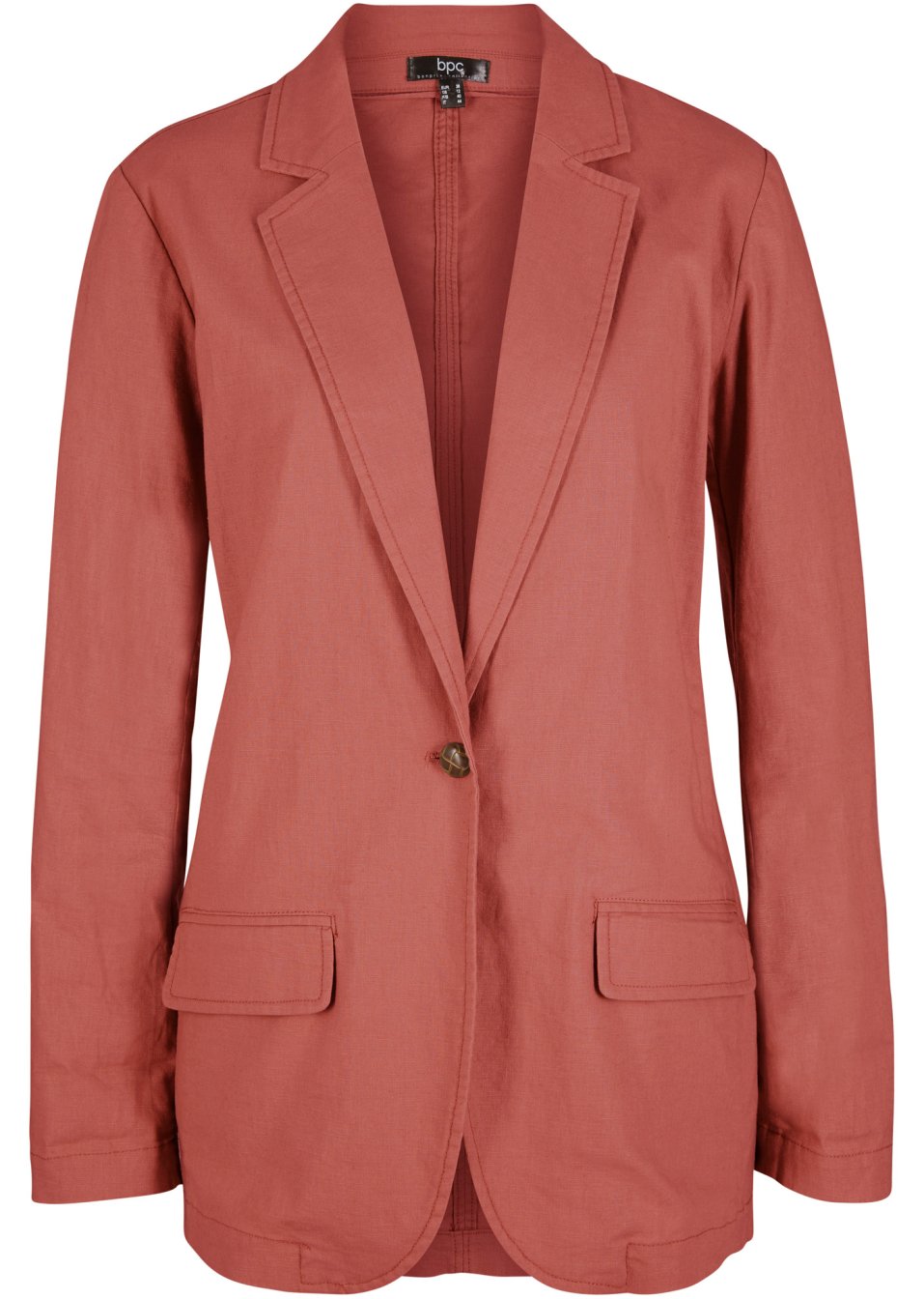 Blazer long en lin majoritaire, Loose Fit