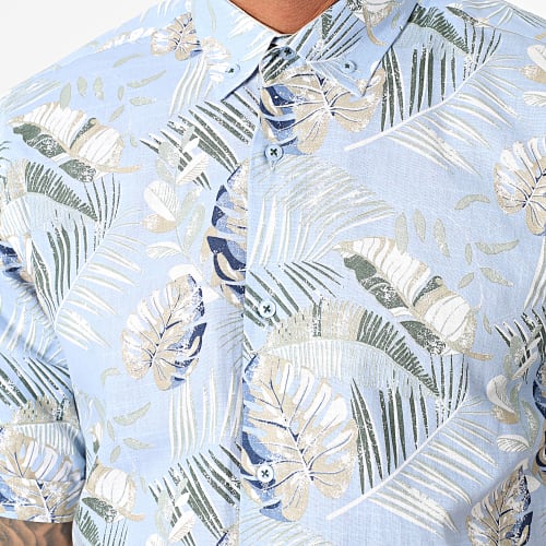 Chemise Manches Courtes Floral Bleu Ciel