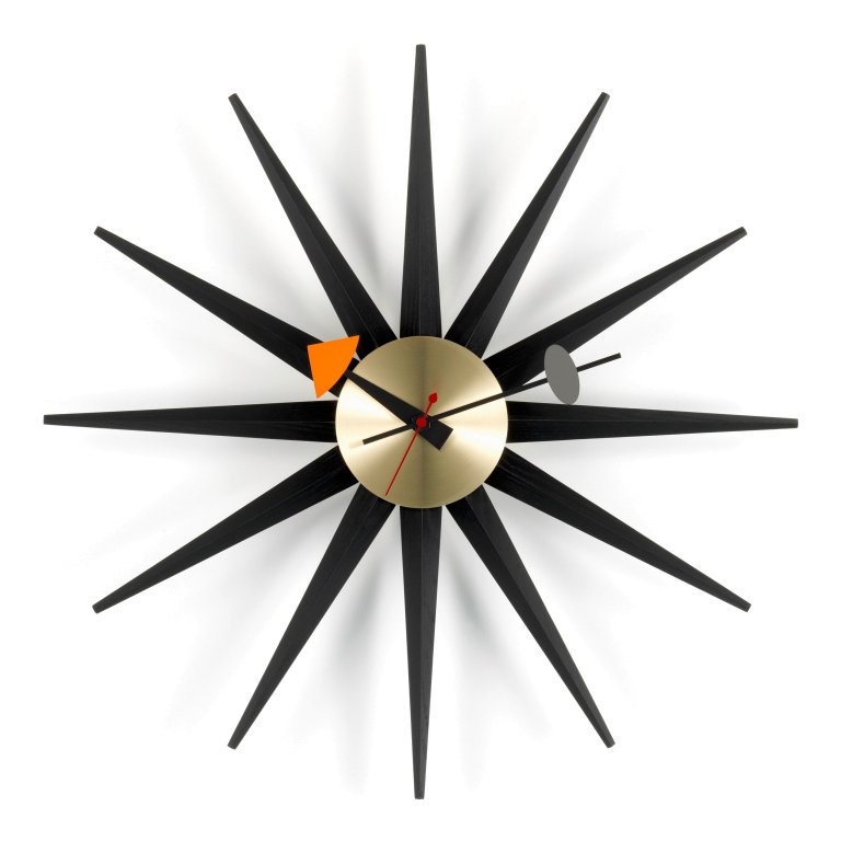 Vitra Sunburst Clock klok Black Collection Ø47