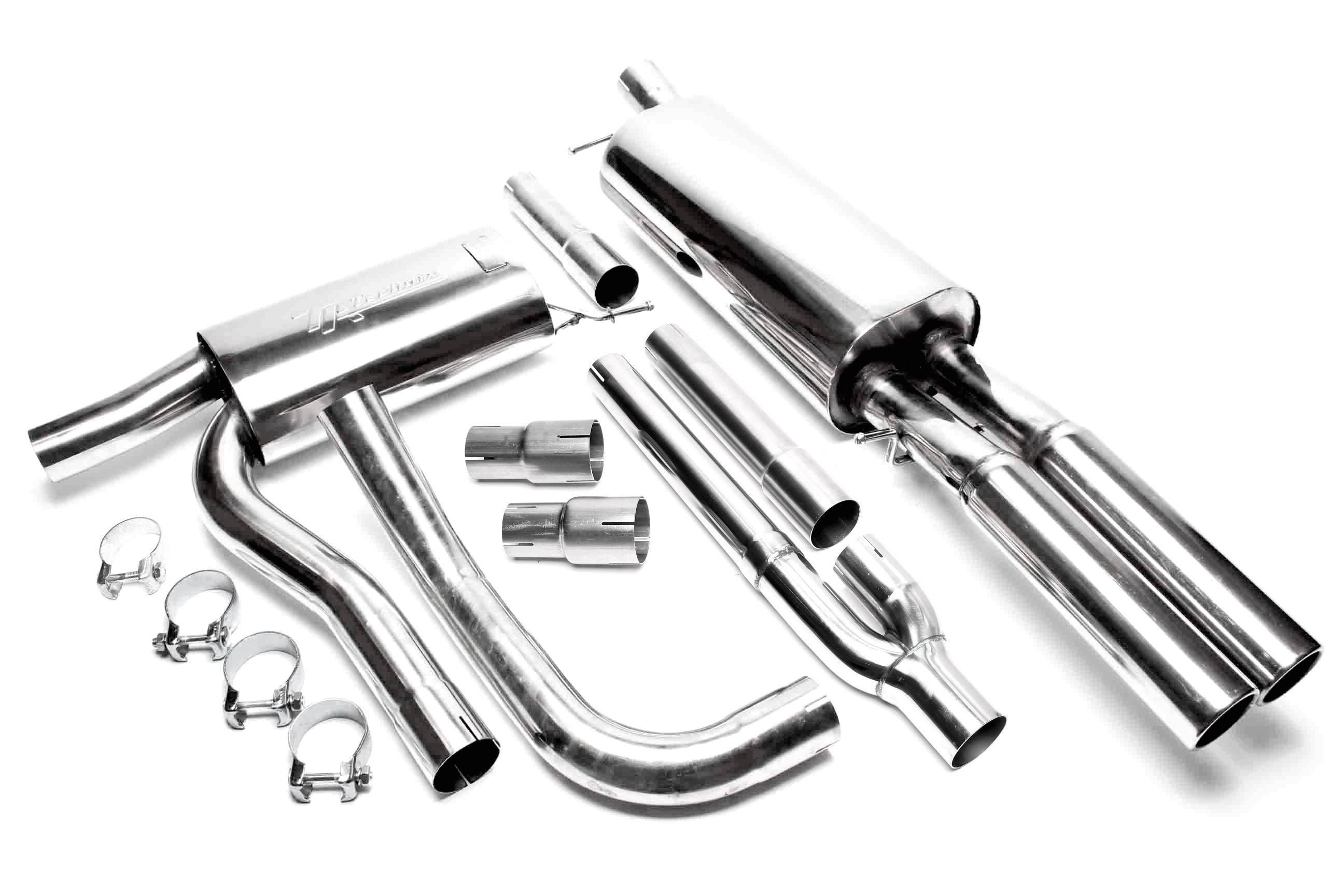 TA Technix Edelstahlanlage 2x76mm rund/gebördelt passend für Audi A4 B5