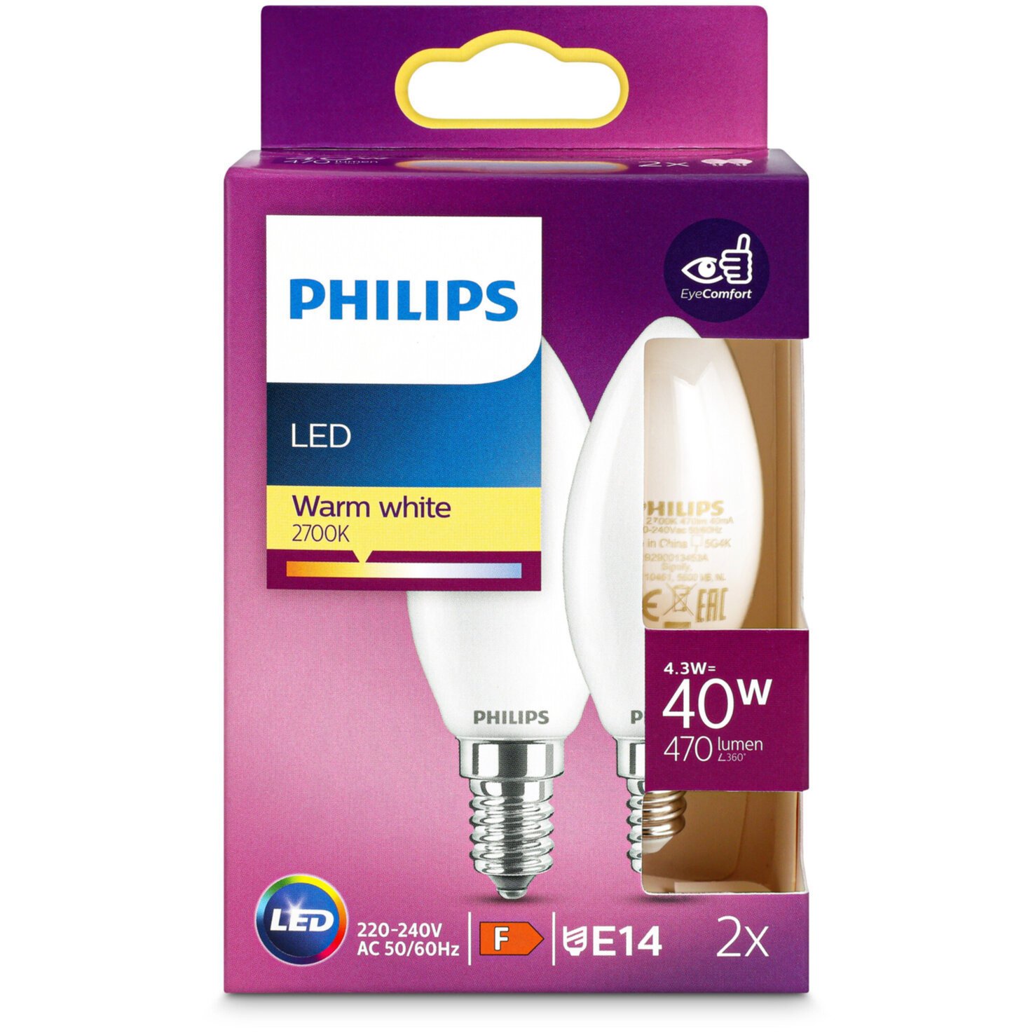 Philips LED-Kerze E14 warmweiss Duo 4.3 W