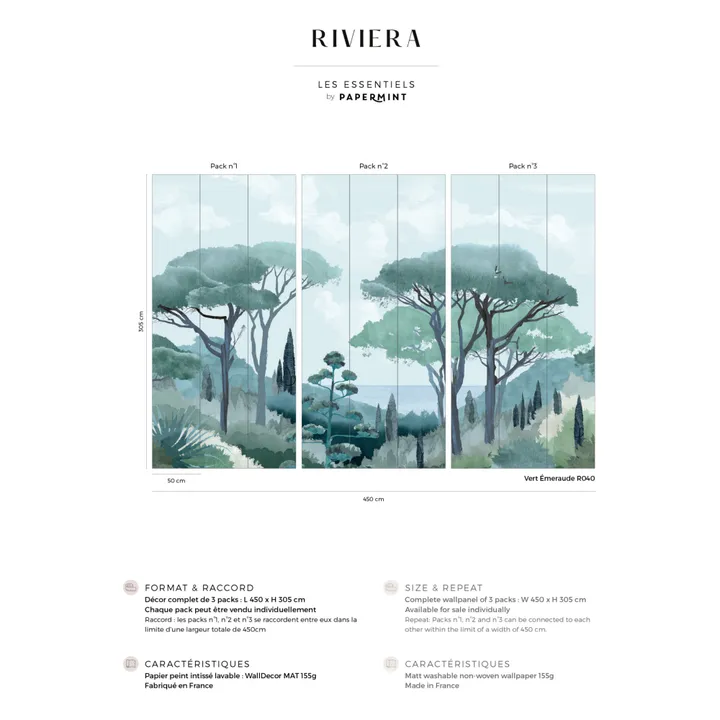 PaperMint Fresque Riviera Pack 3 - 3 lès | Vert