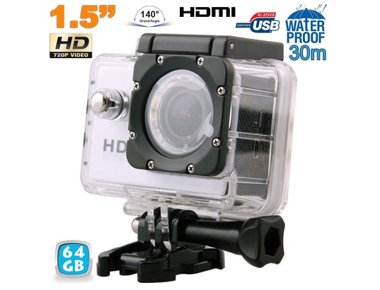 YONIS - Mini caméra sport HD 720p étanche 30m 1.5' photos vidéo angl...