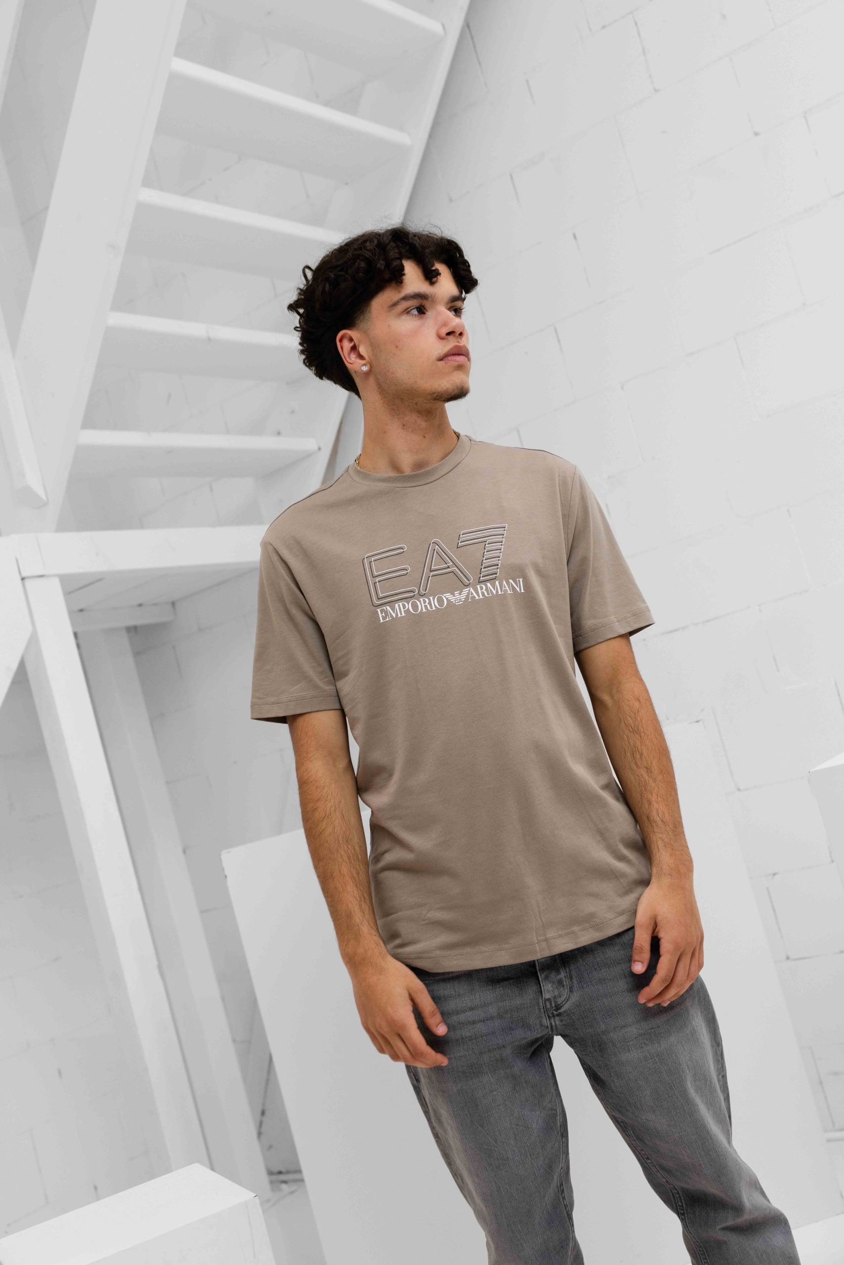 EA7 Emporio Armani 7M001308 T-Shirt Heren Lichtbruin