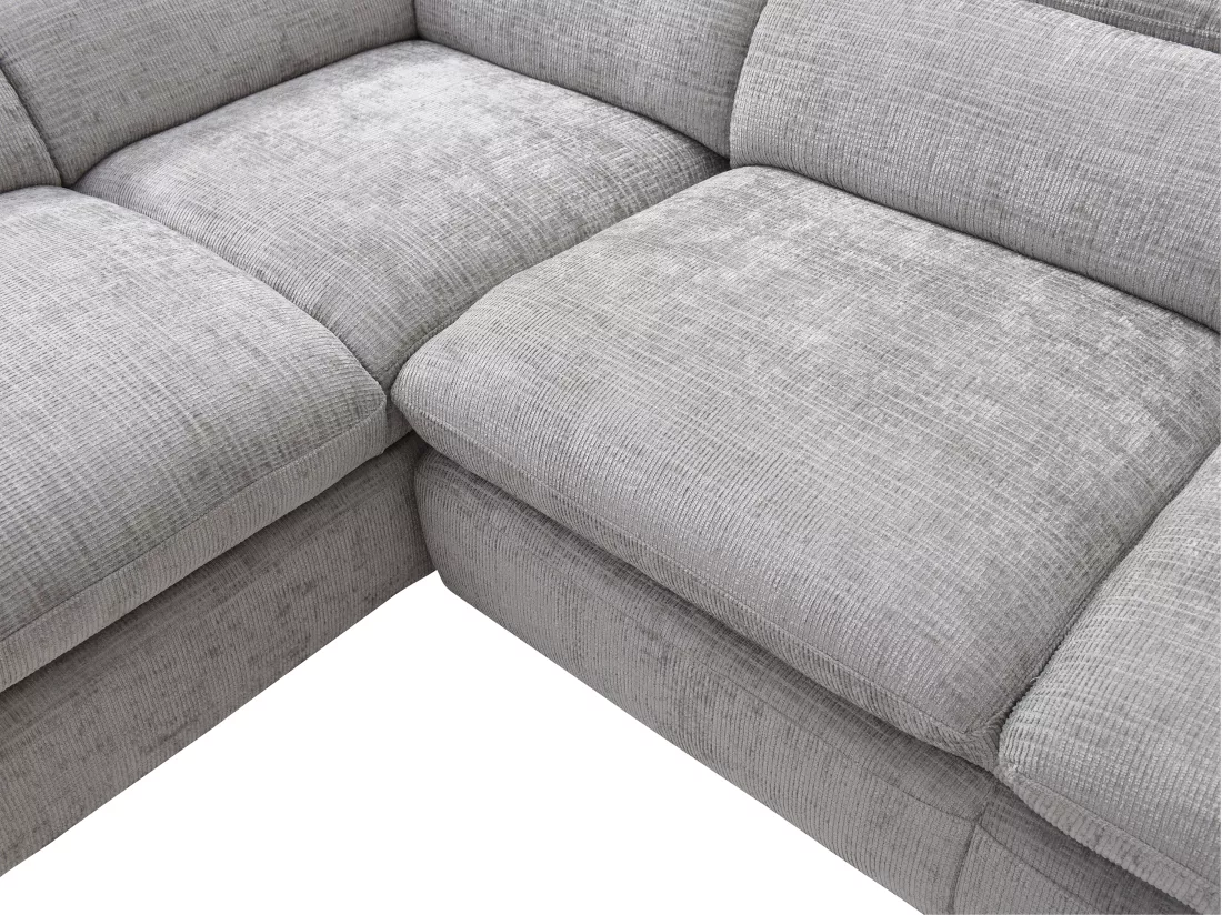 Canapé d'angle gauche convertible en tissu texturé gris SURDELI