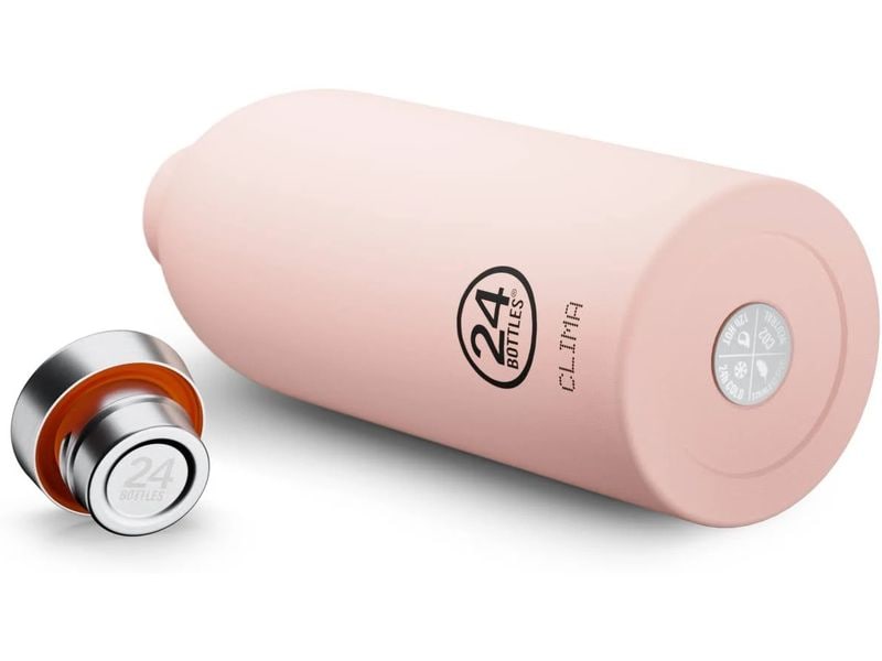 24Bottles Thermosflasche Clima 500 ml, Dusty Pink Isolierte Edelstahl-Thermosflasche für heisse und kalte Getränke, ideal für den täglichen Gebrauch und Reisen