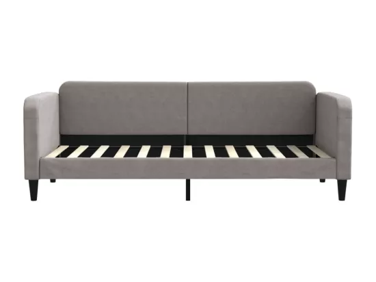 Lit de jour avec gigogne et tiroirs taupe 80x200 cm tissu
