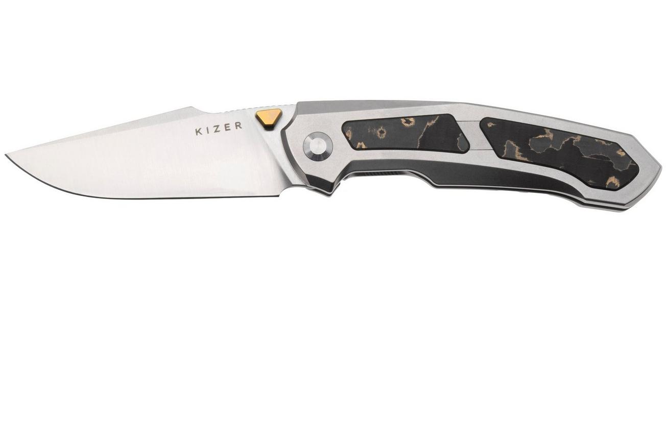 Kizer Feweed KI3694A4 Satin Zwear-PM, Titanium Camo Carbon Gold Inlay, zakmes