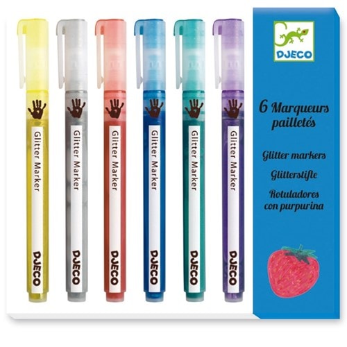 6 marqueurs pailletés  6y les couleurs d