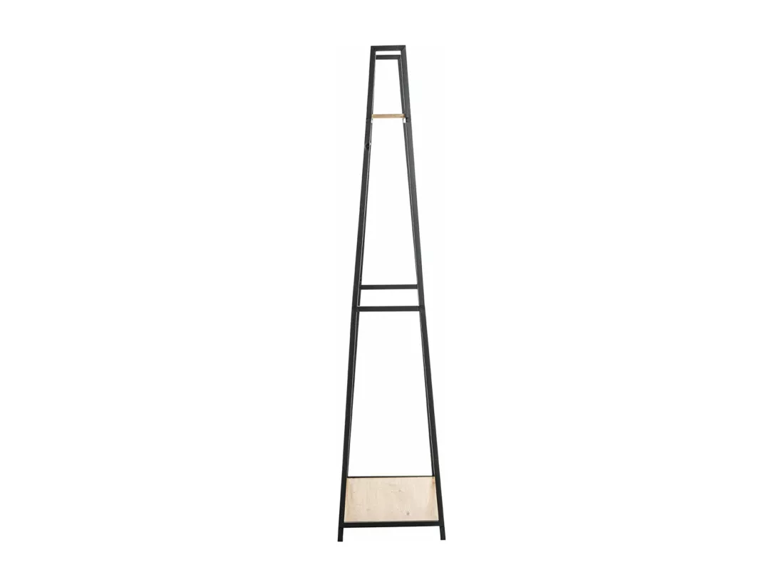 Porte-manteau en bois coloris chêne et métal noir - longueur 68 x profondeur 40 x hauteur 166 cm