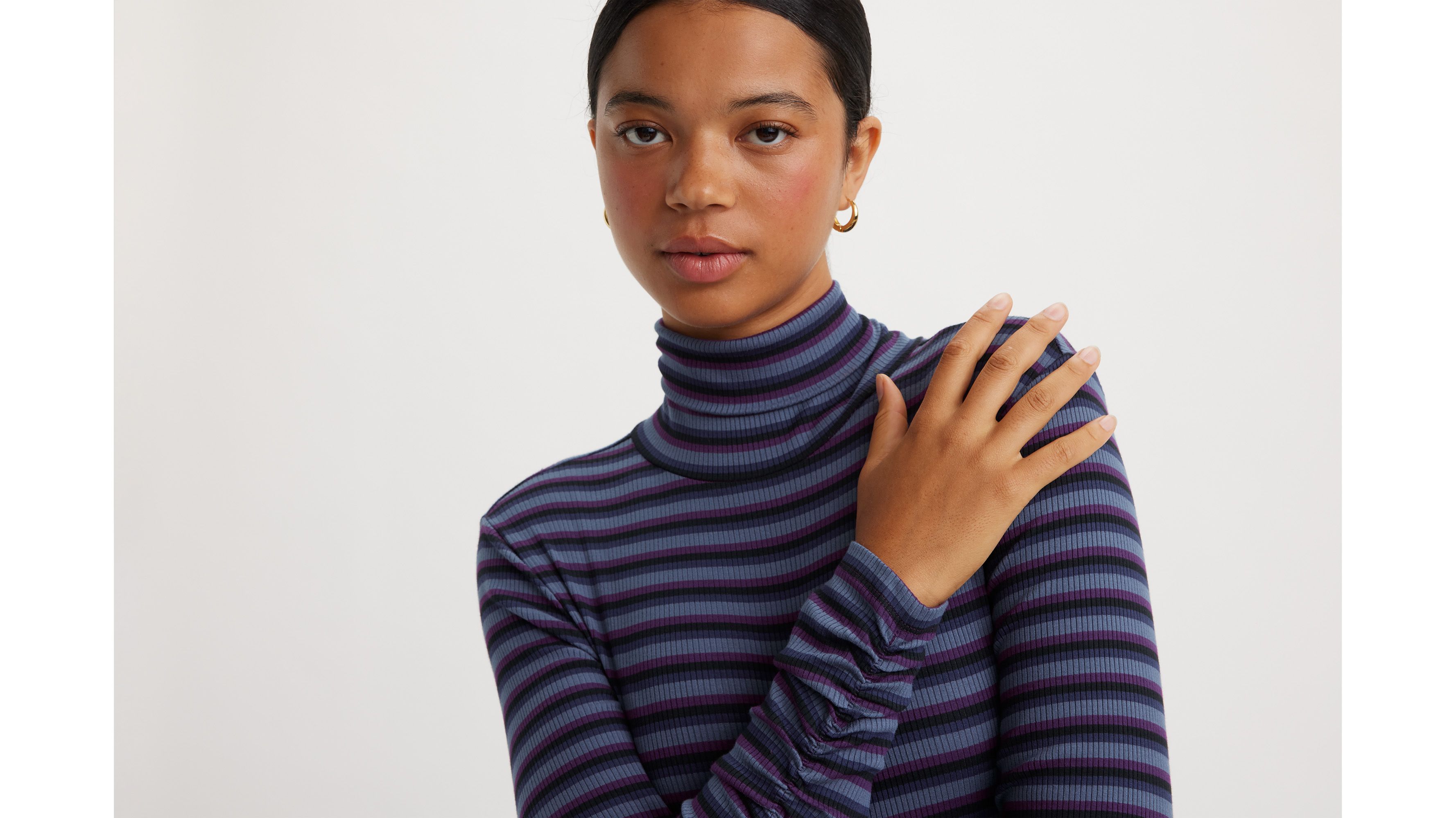 Col roulé maille froncée - Easy Stripe Blackbey Cordial - Bleu