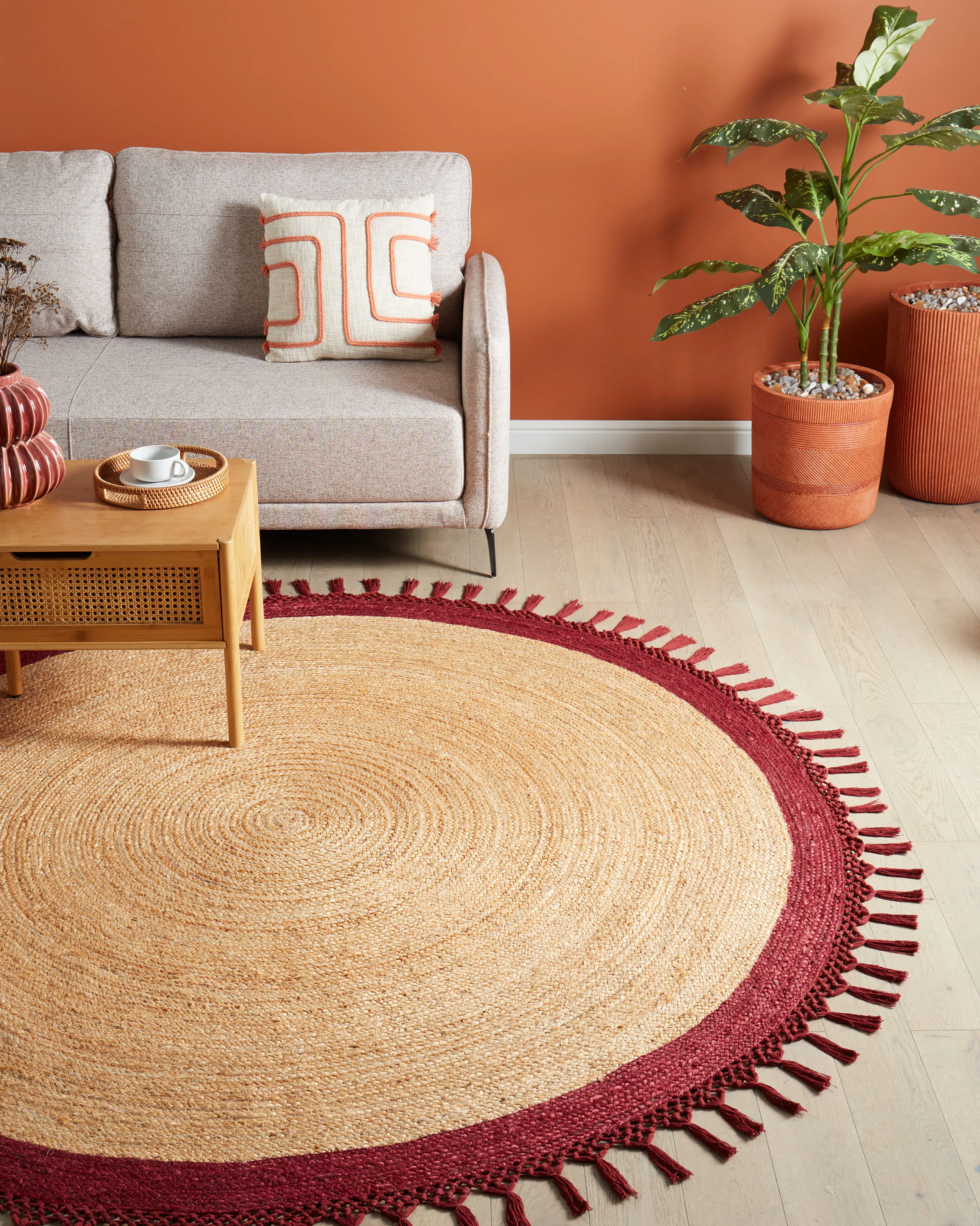 Vloerkleed MARTS Donkerrood ø 200 cm Jute