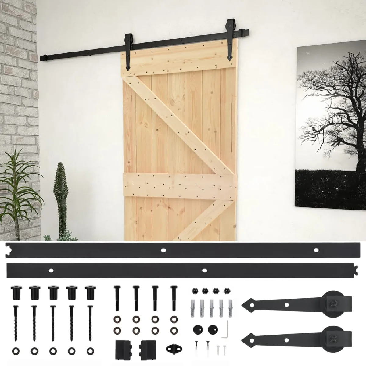 vidaXL Porte coulissante pin massif 90x210 cm