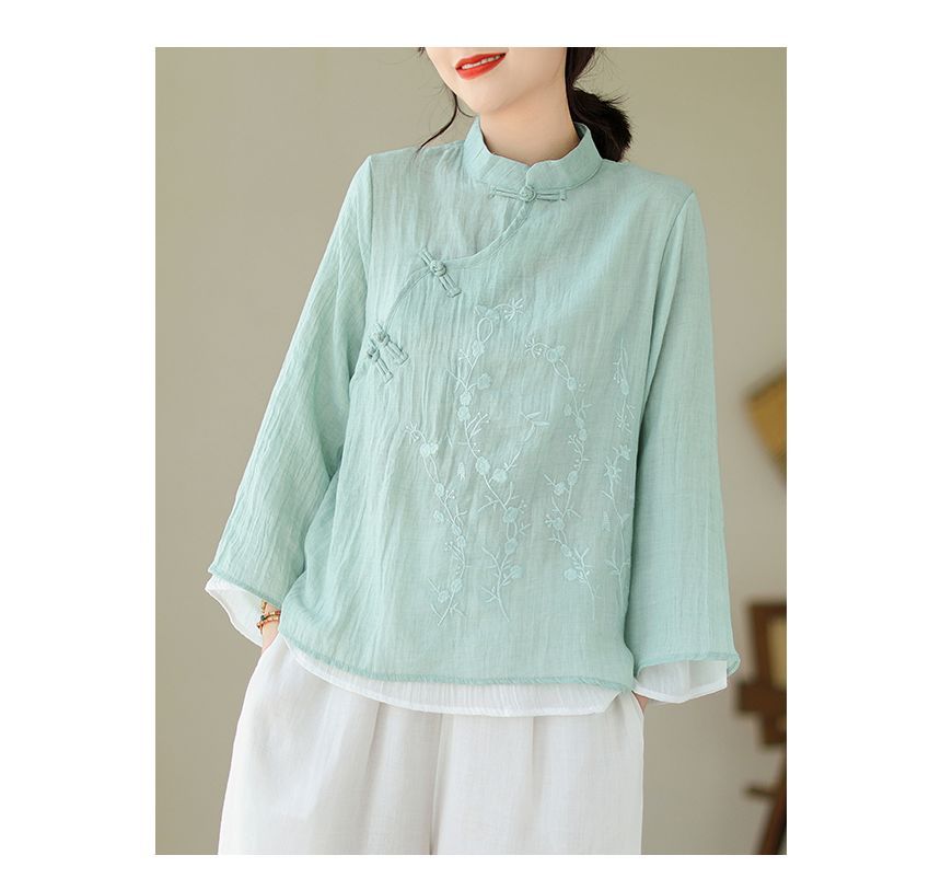 ZIMO - Hanfu blouse met bloemenborduursel