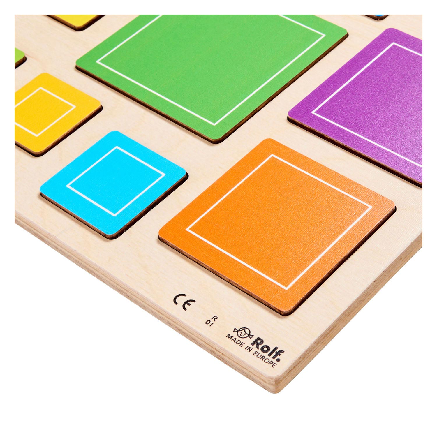 Rolf - Relief Houten Vormenpuzzel Ontdek Vierkanten, 10st.