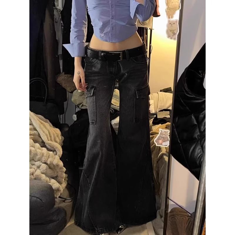Vhancy - Low Waist Washed Baggy Cargo Jeans