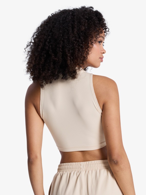 Rise & Vibe Débardeur de sport court Beige Femme