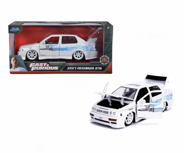 [OUTLET] - Jada Toys 1995 Volkswagen Jetta 1:24, Racerkøretøj, Fast & Furious, 8 År, Metal, Plast, Blå, Hvid