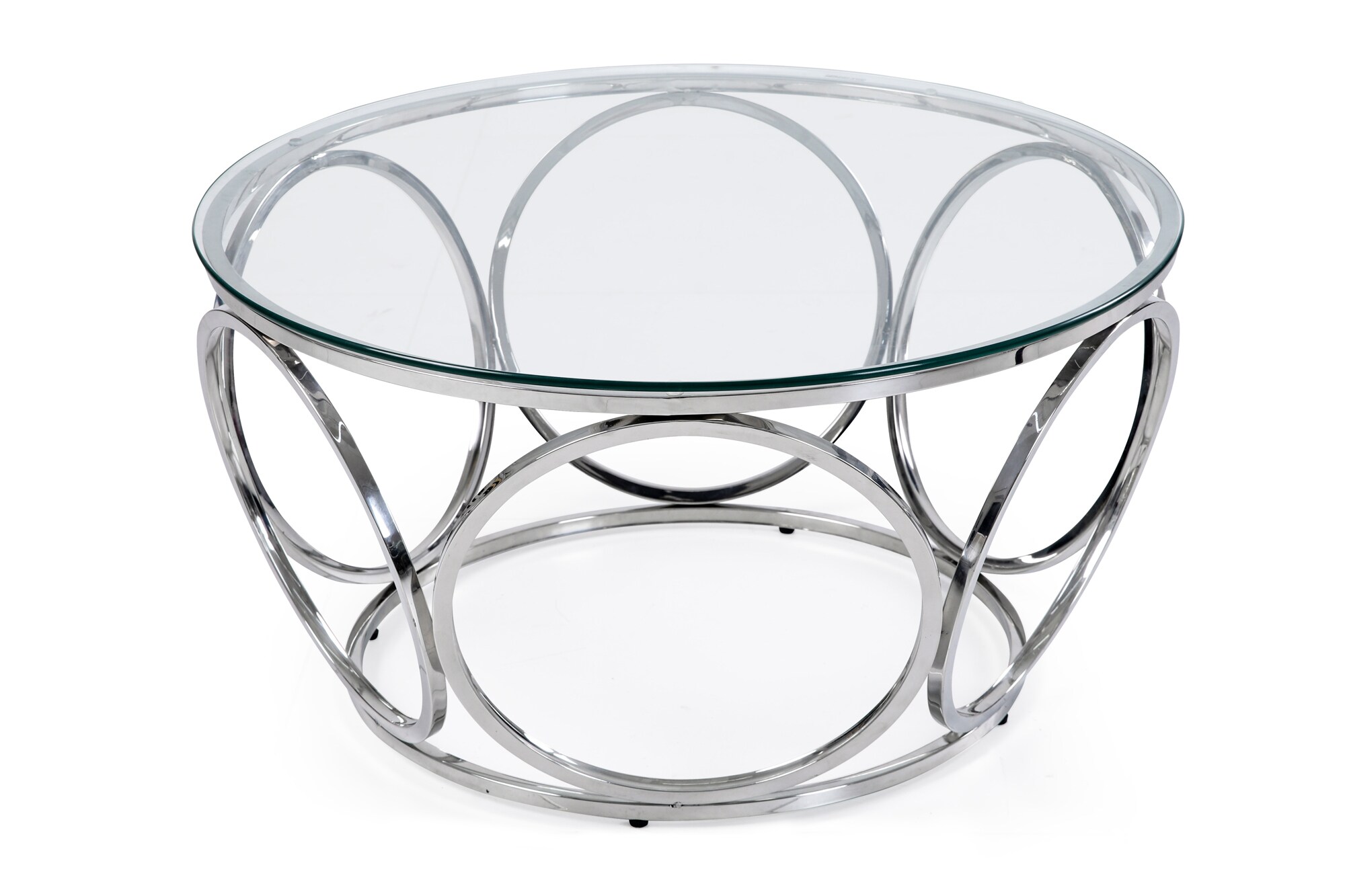 Couchtisch Ø 80 cm silber Glastisch Beistelltisch Sofatisch Wohnzimmertisch